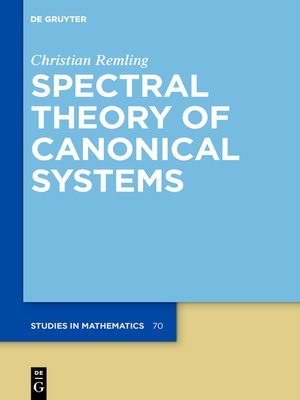 cover image of Spectral Theory of Canonical Systems